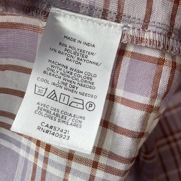 LOFT Frosted Lavender Plaid Ruffle Cropped Blouse S Small - Picture 9 of 11